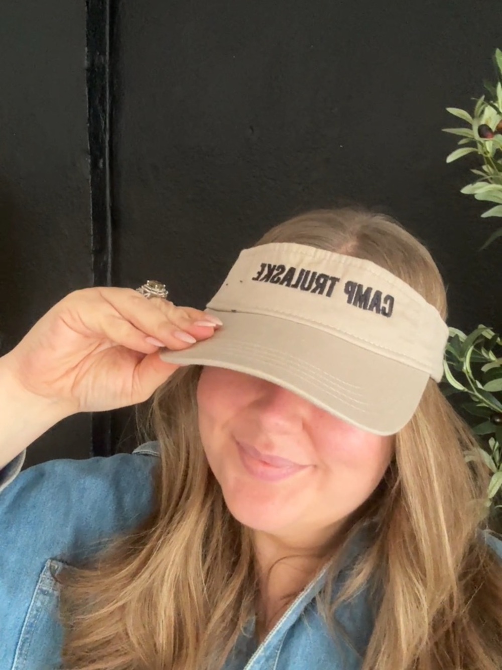 Beige Embroidered Visor Hat - Women's Sun Visor